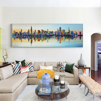 Chicago Sunset Skyline painting