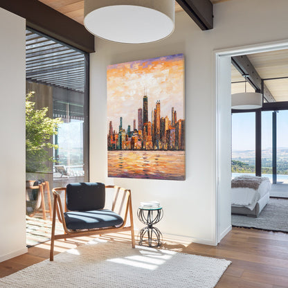 Chicago skyline  oil painting