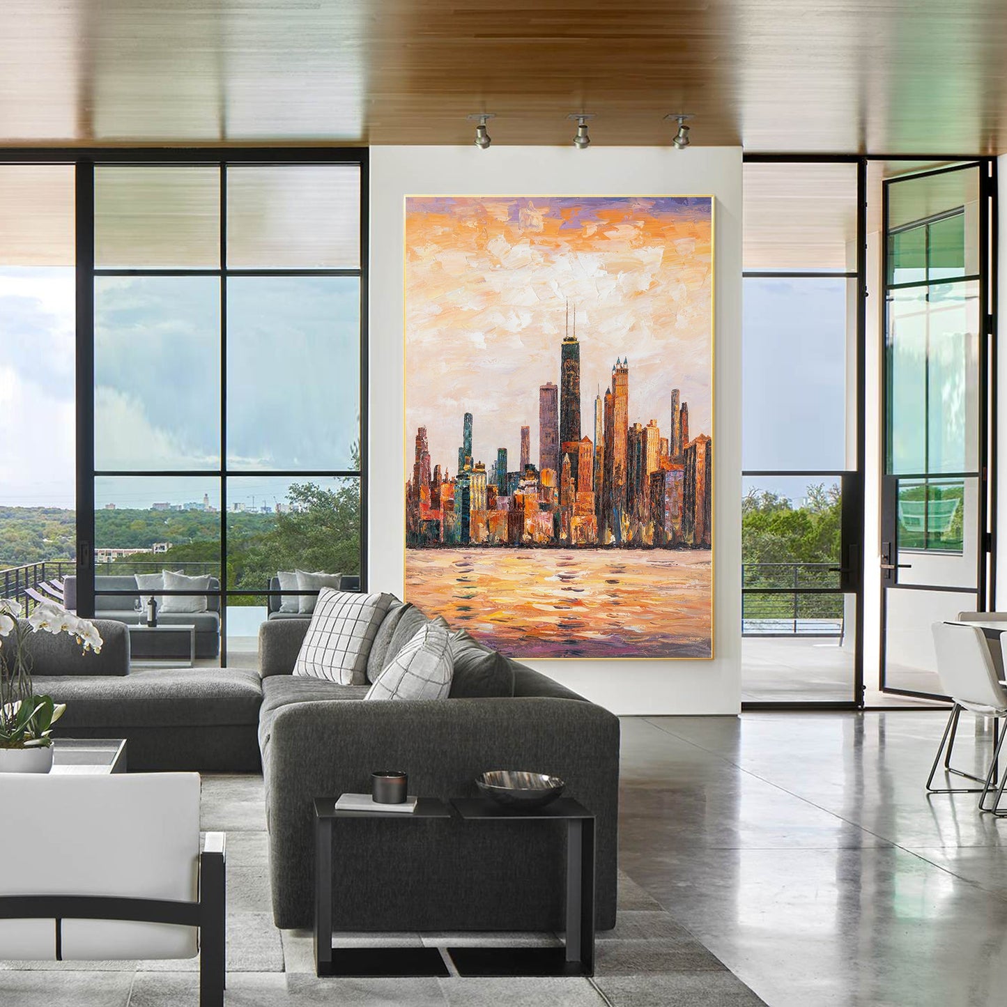 Chicago skyline  oil painting