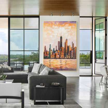 Chicago skyline  oil painting