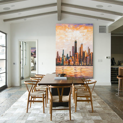 Chicago skyline  oil painting