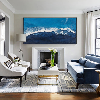 Ocean Painting Navy Blue Wall Art