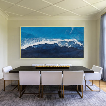 Ocean Painting Navy Blue Wall Art