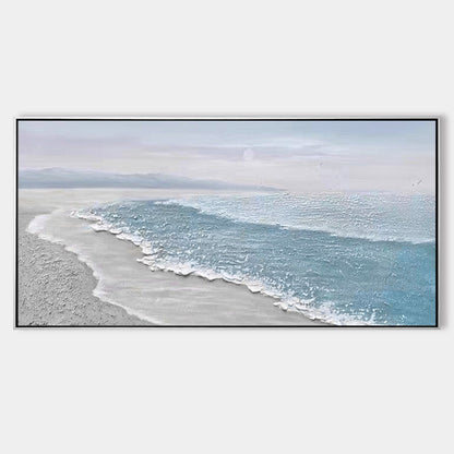 Blue white Ocean Beach Painting