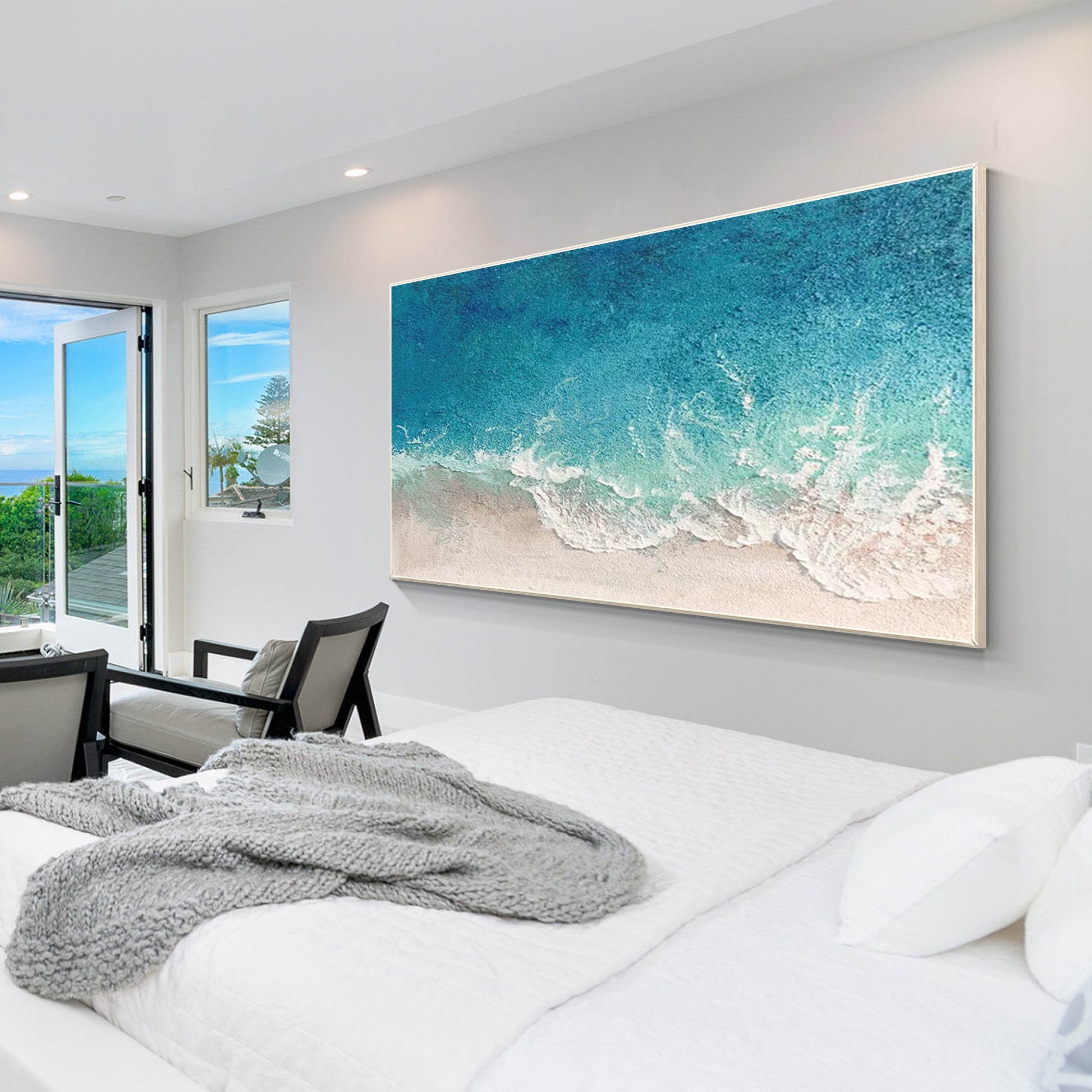 Teal Blue Ocean Painting