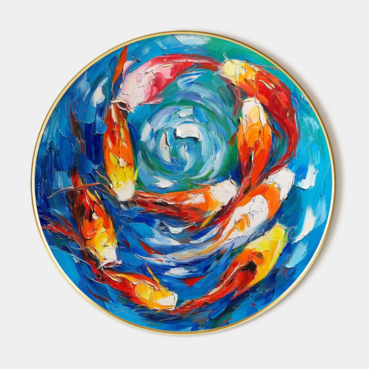 Colorful KOI Fish Swim Circle Painting