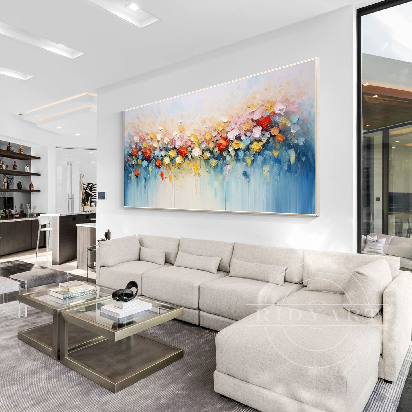 Colorful Abstract Flower Painting - 3D Large Wall Art Decor