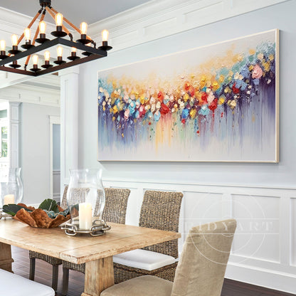 Colorful Abstract Flower Painting - 3D Textured Large Wall Art