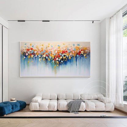 Colorful Abstract Flowers Painting - 3D Large Wall Art