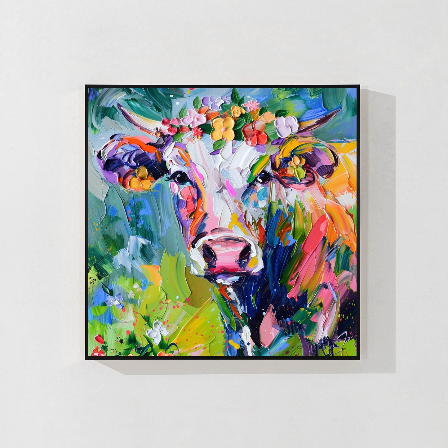 Colorful Cow Texture Pop Art