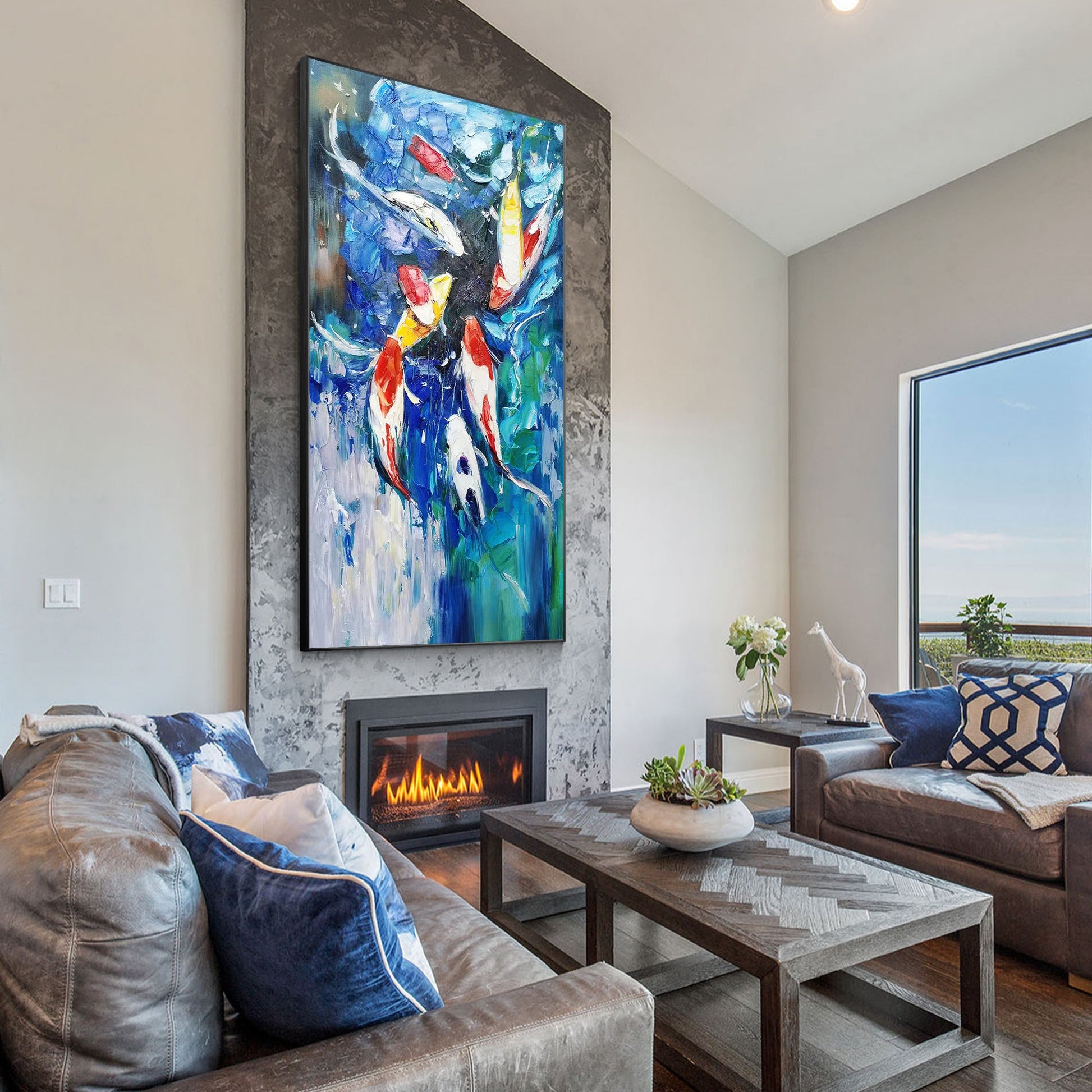 Colorful KOI Fish Painting Vastu Art