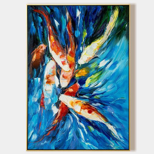 Colorful KOI Fish Painting Zen Art