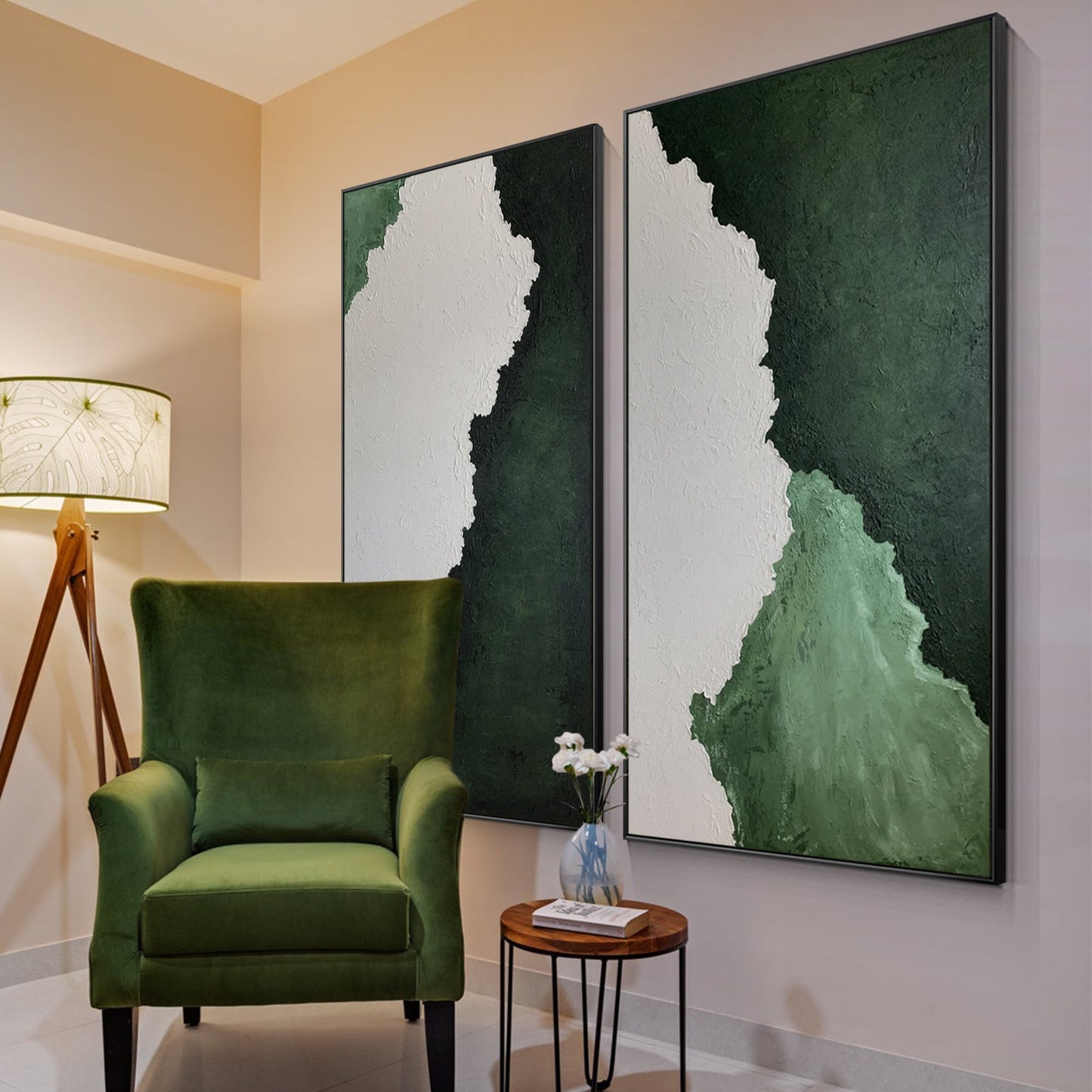 Green Wall art Texture Abstract Oil Painting
