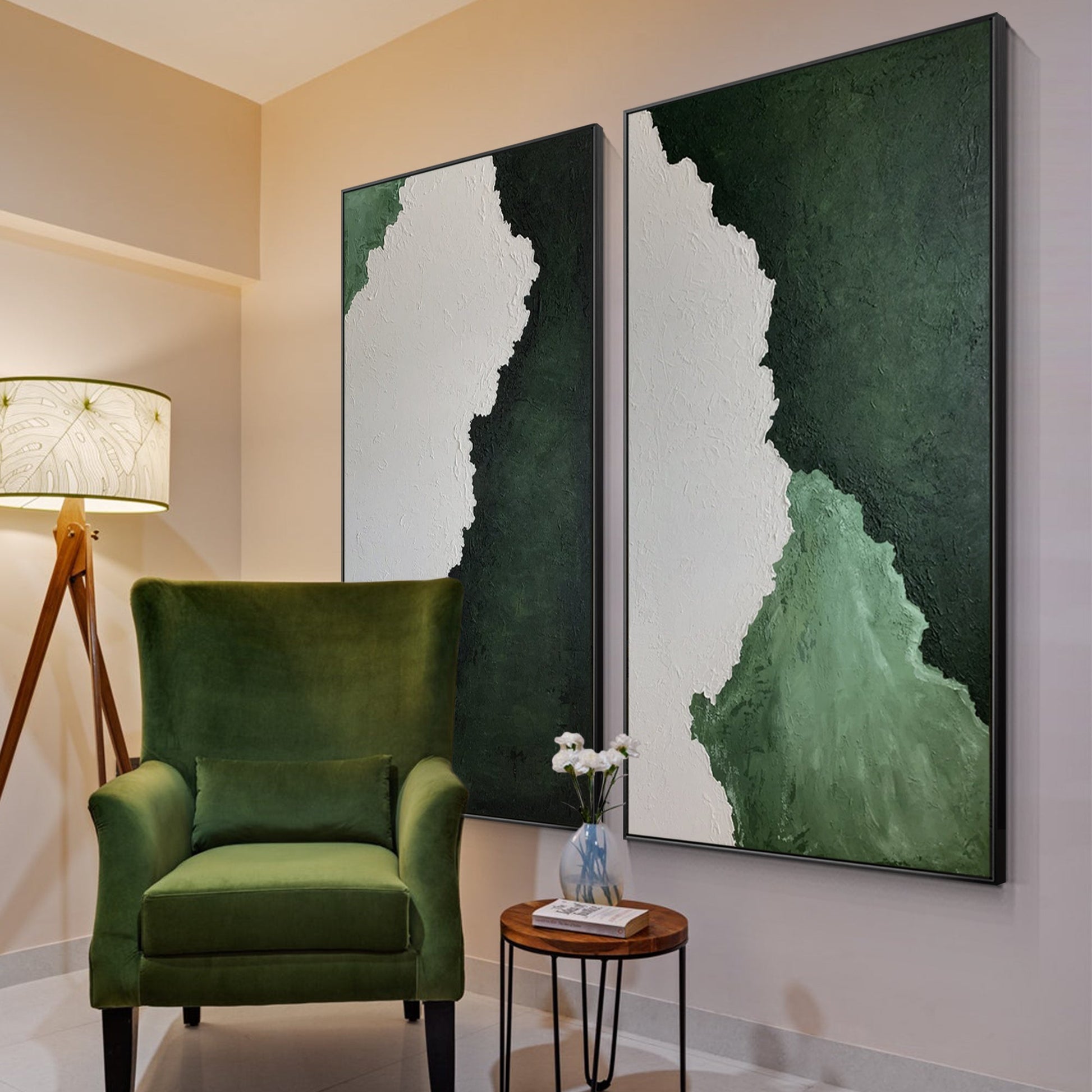 Green Wall art Texture Abstract Oil Painting