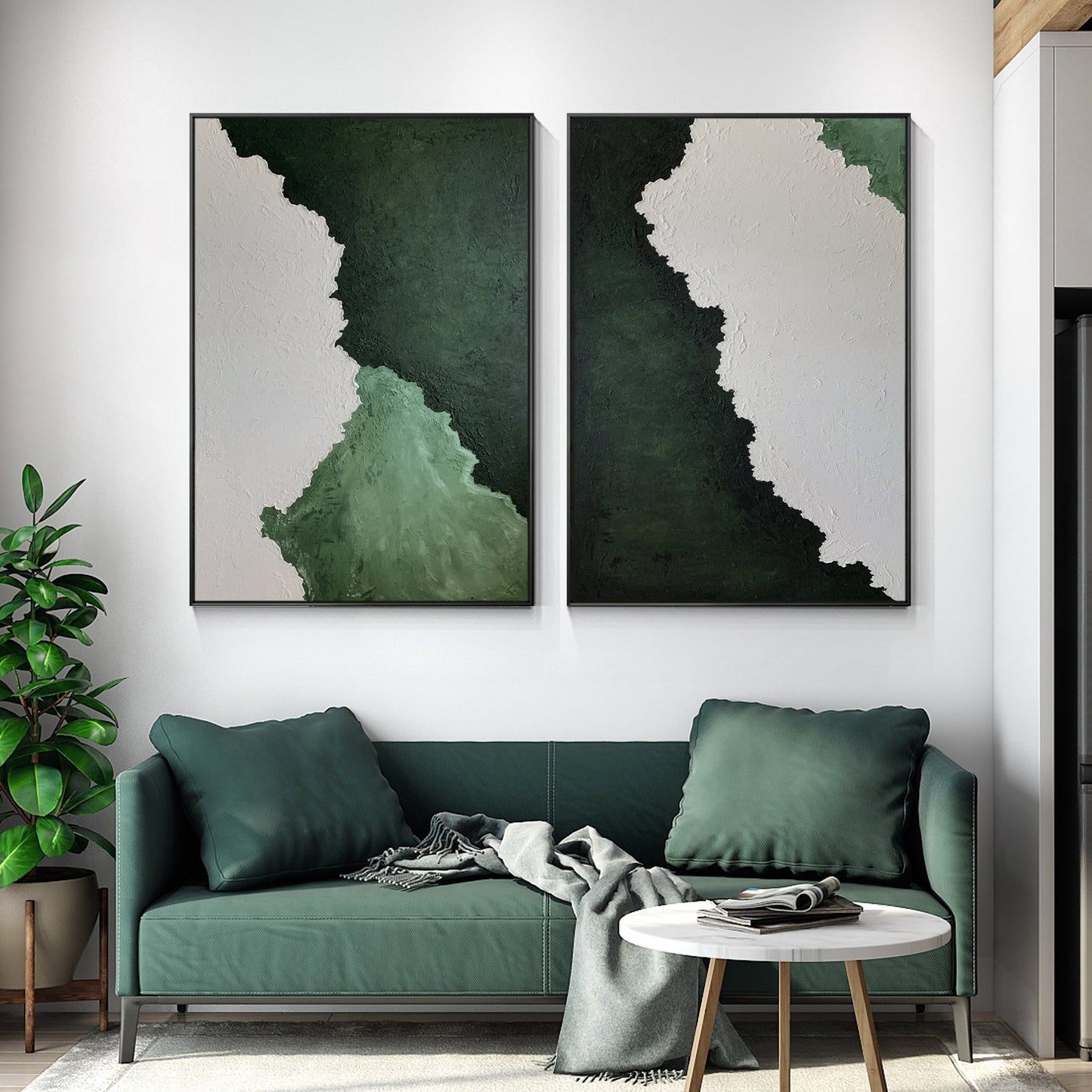 Green Wall art Texture Abstract Oil Painting