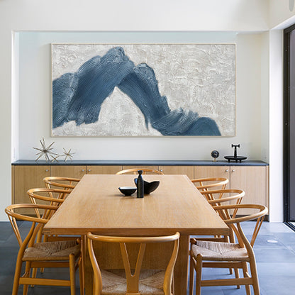 Navy Blue Mountain Textured Painting
