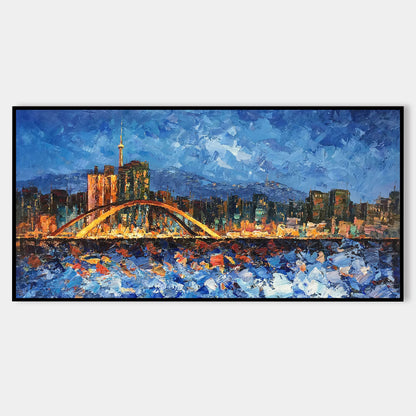 South Korea Seoul cityscape  oil painting
