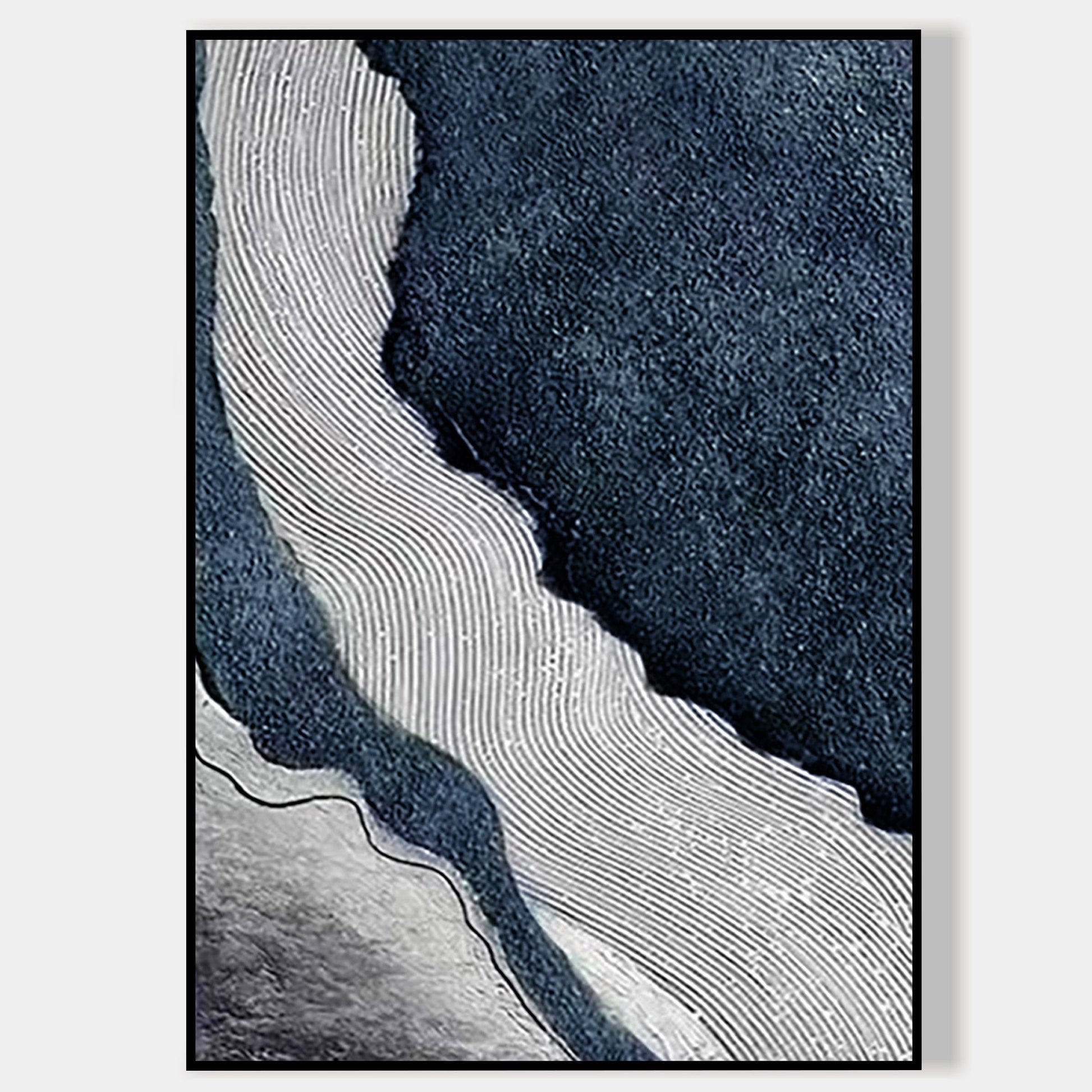 Dark Blue Gray Ocean Abstract Painting - Coastal Wall Art