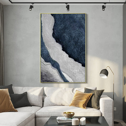 Dark Blue Gray Ocean Abstract Painting - Coastal Wall Art
