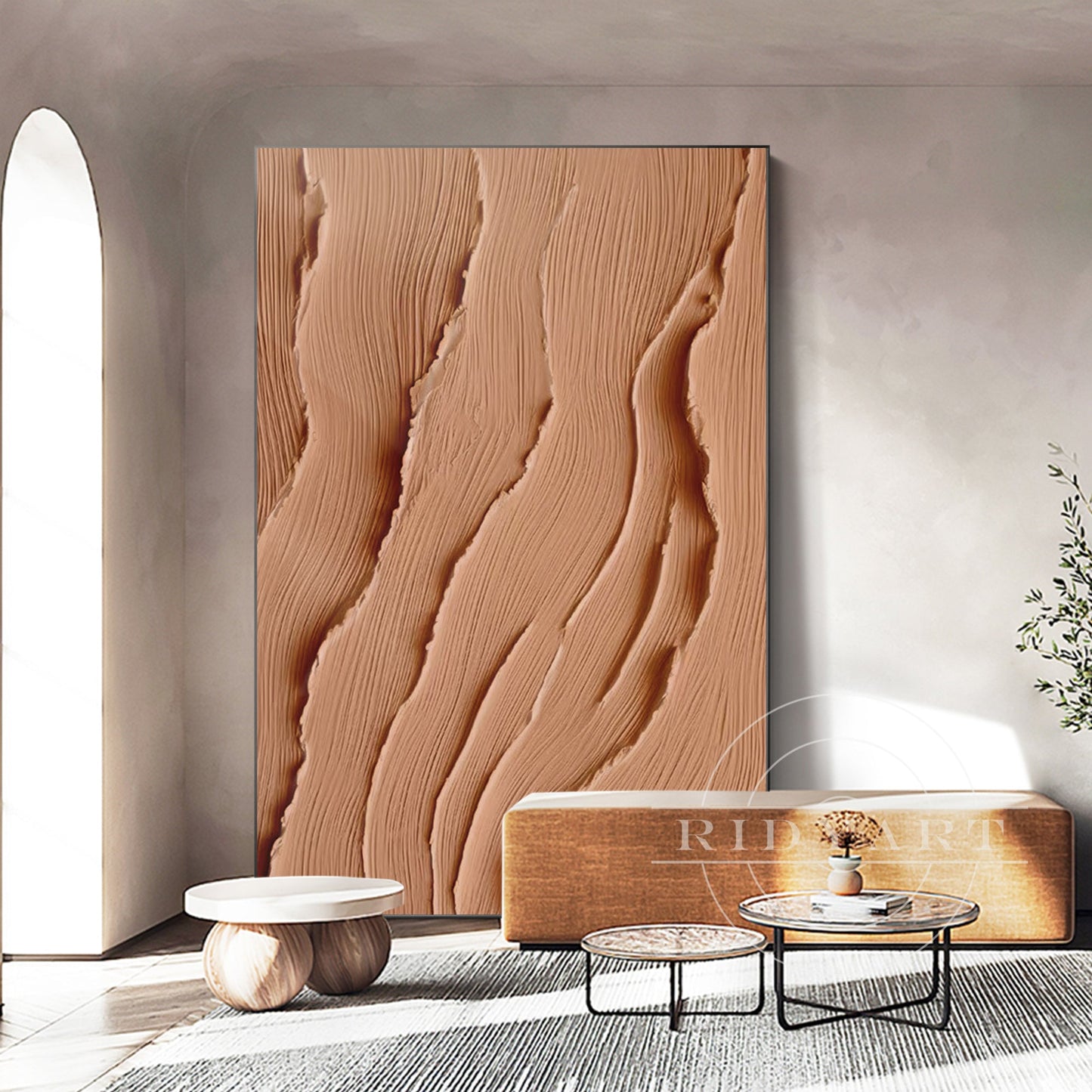 Earth Tone Ocean Painting - Extra Large 3D Wabi Sabi Wall Art