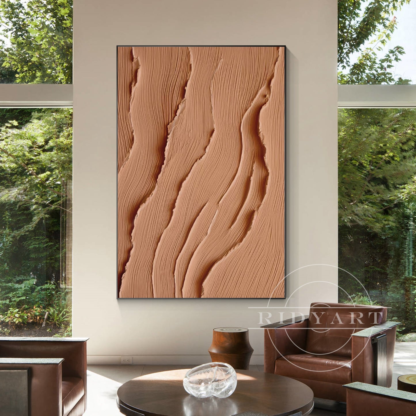 Earth Tone Ocean Painting - Extra Large 3D Wabi Sabi Wall Art