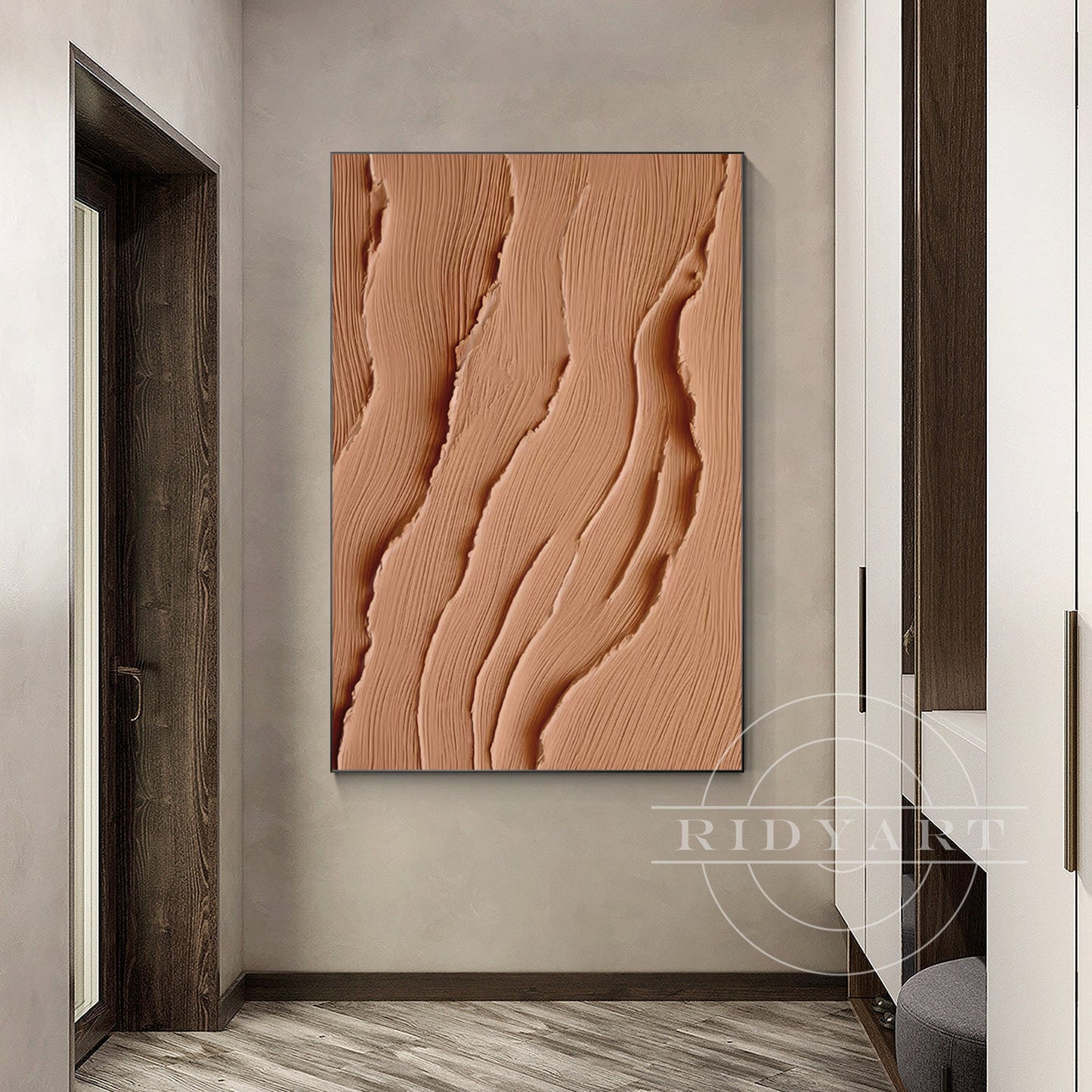 Earth Tone Ocean Painting - Extra Large 3D Wabi Sabi Wall Art