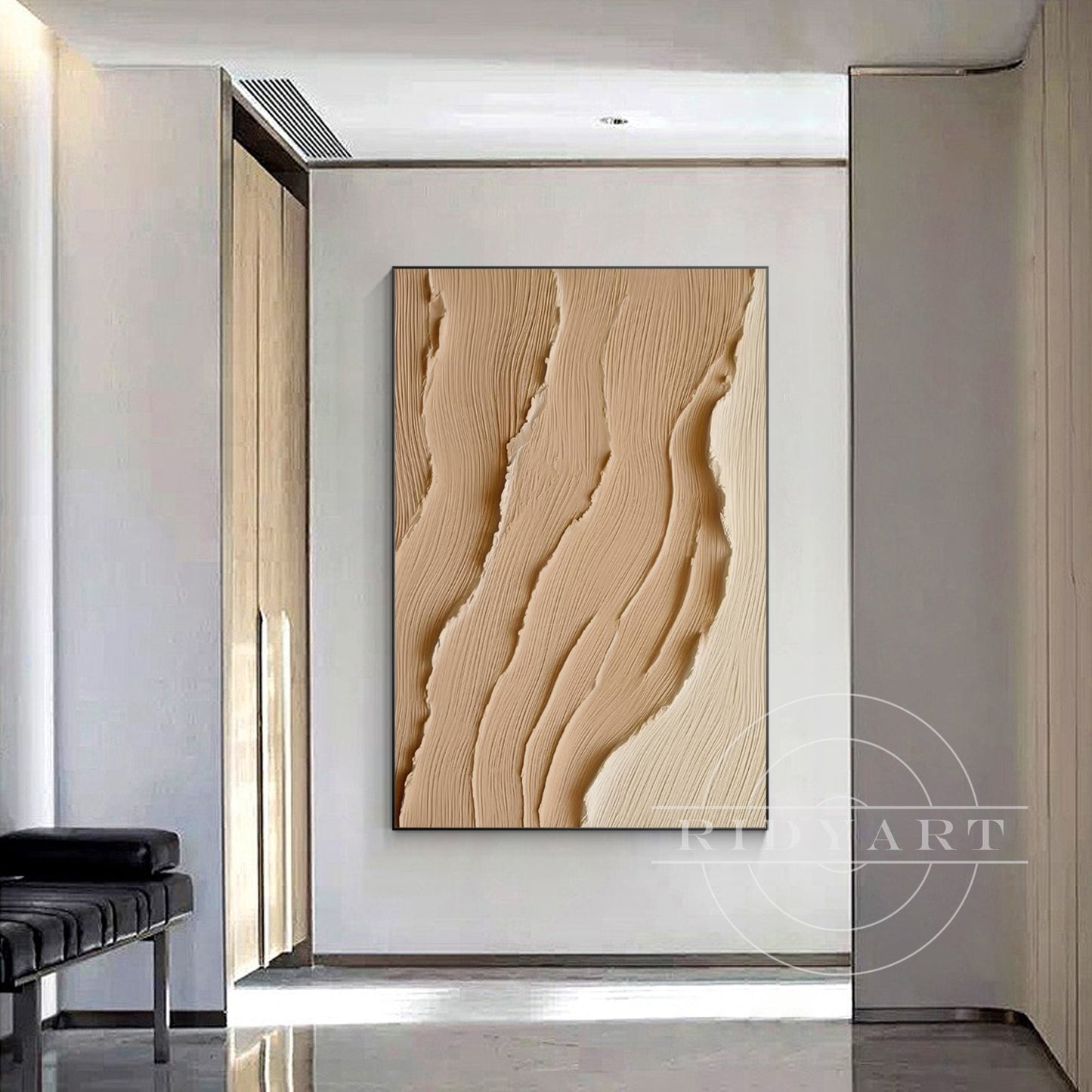 Earth Tone Ocean Painting - Extra Large 3D Wabi Sabi Wall Art