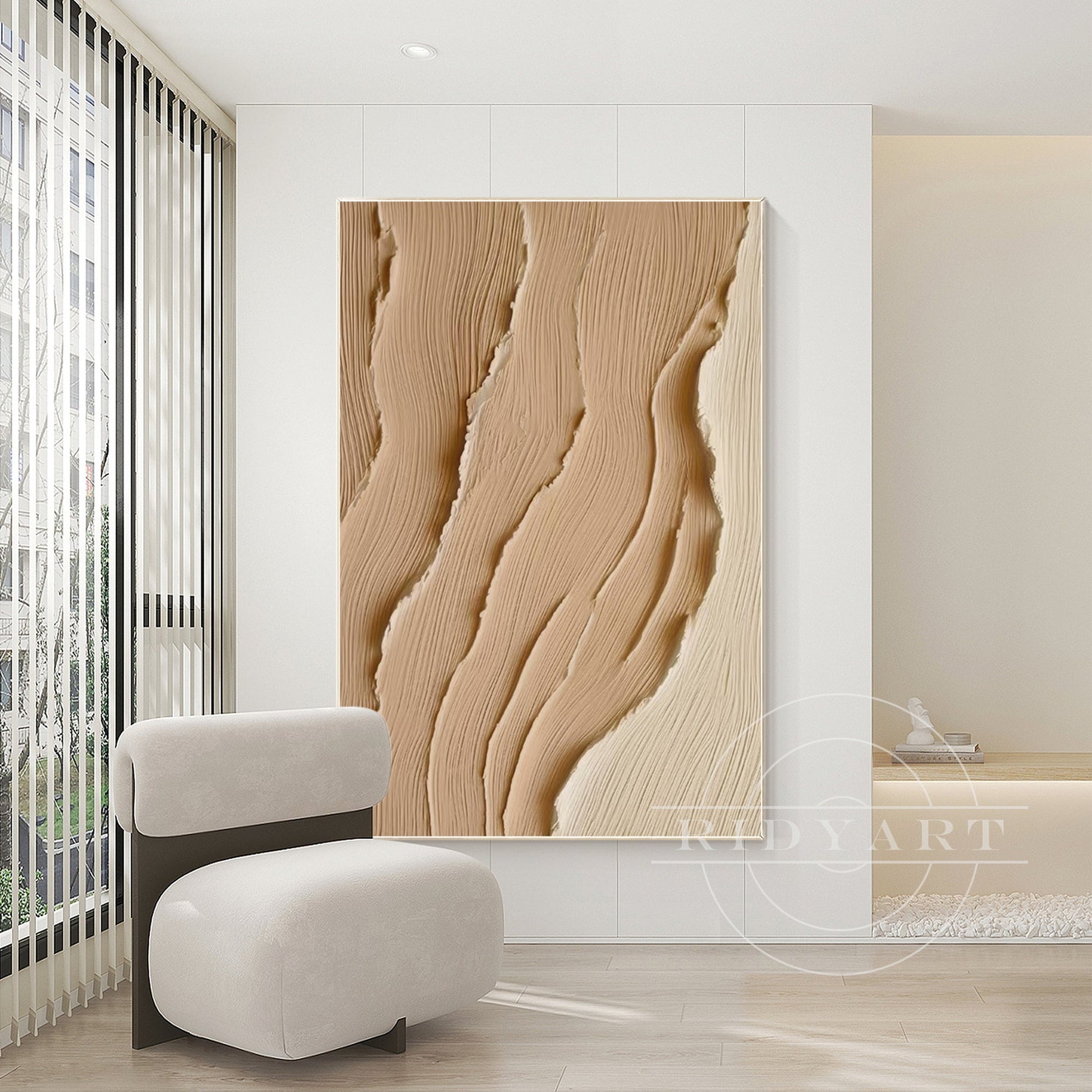 Earth Tone Ocean Painting - Extra Large 3D Wabi Sabi Wall Art