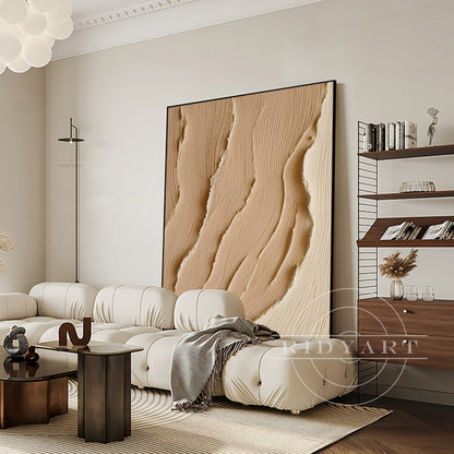Earth Tone Ocean Painting - Extra Large 3D Wabi Sabi Wall Art
