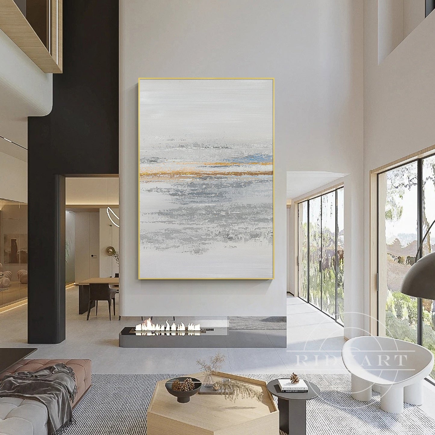 Gray and gold wall art