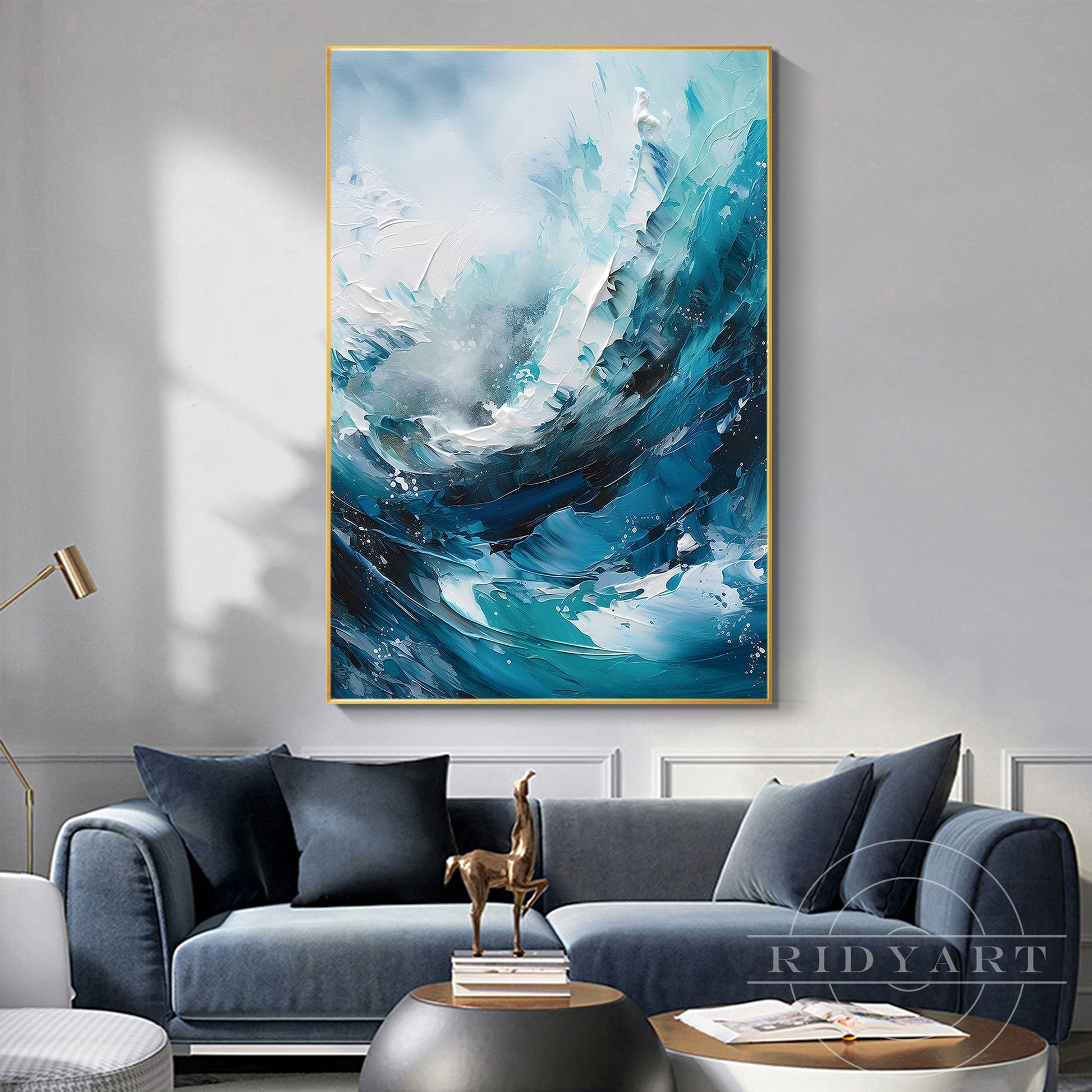 Teal Blue Textured Art