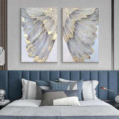 Set of 2 feather wall art