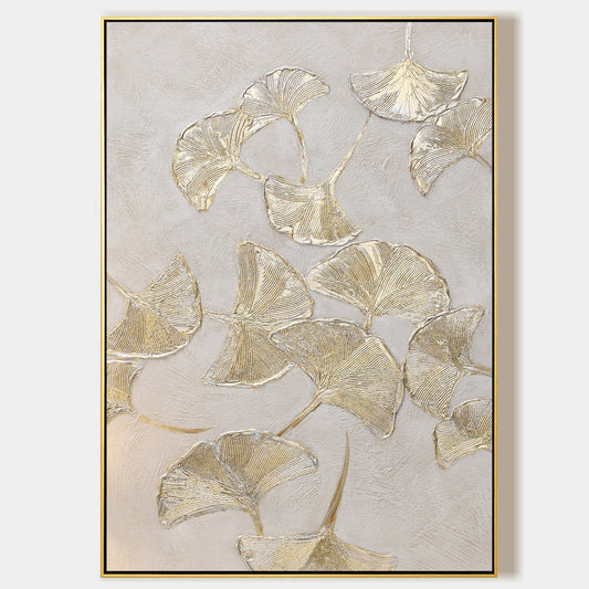 Ginkgo Biloba Leaf Gold Wall Art