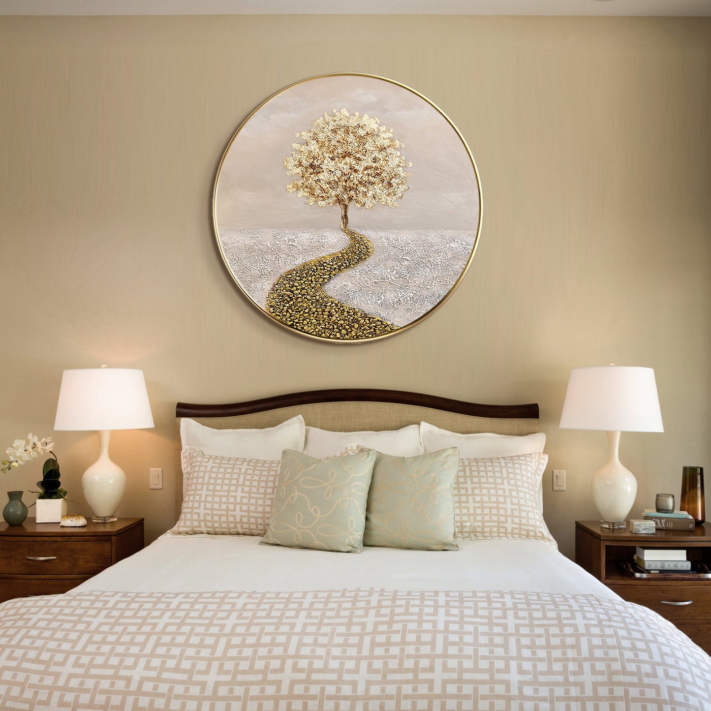 Gold Tree Painting Round Frame