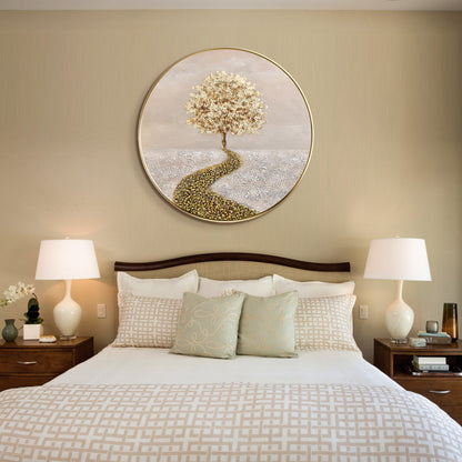 Gold Tree Painting Round Frame