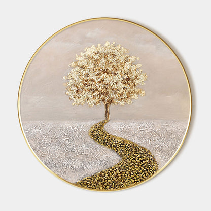 Gold Tree Painting Round Frame