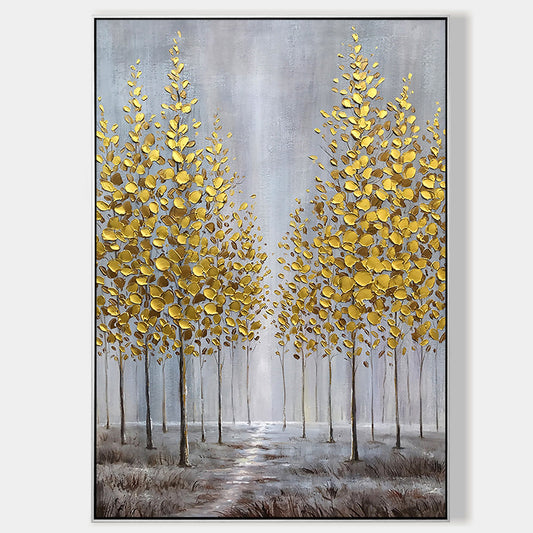 Gold Tree Painting Forest Art