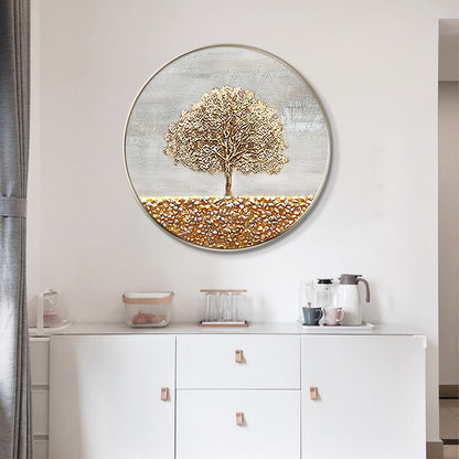 Gold Tree Painting Round Frame