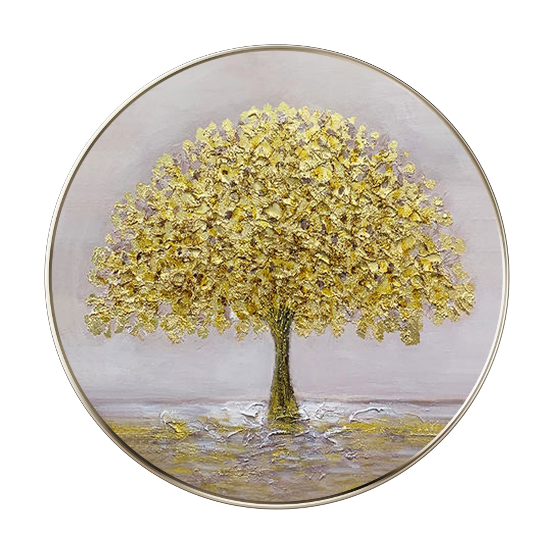 Gold Tree Painting Round Art