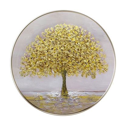 Gold Tree Painting Round Art