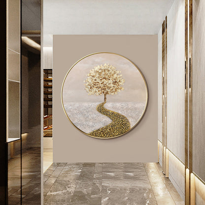 Gold Tree Painting Round Frame