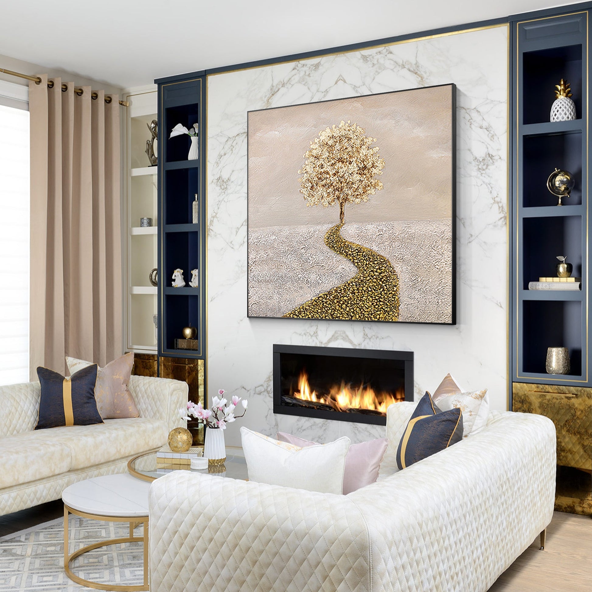 Gold Tree of Life Painting Square Wall Art