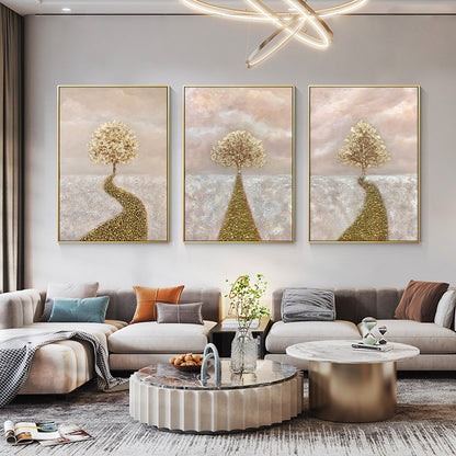 Gold Tree of Life Painting 3 Pieces Gold Wall art