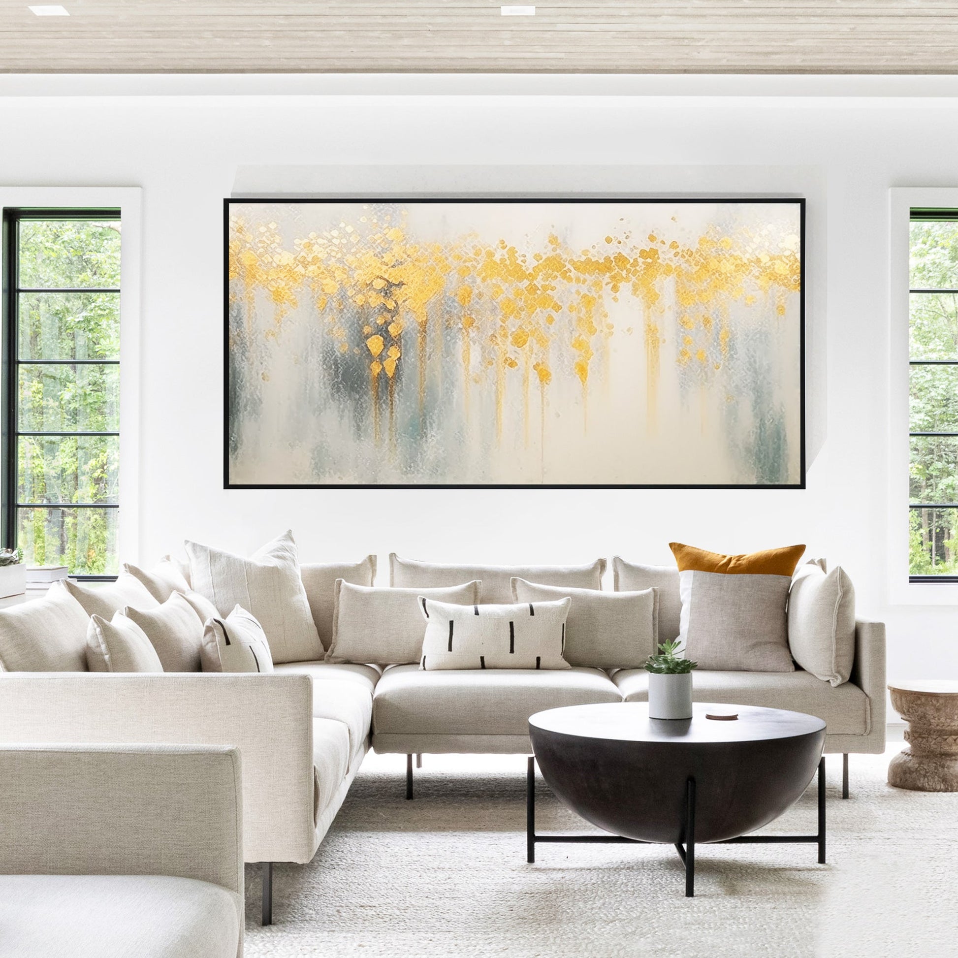 Gold Flower Abstract Painting_W014