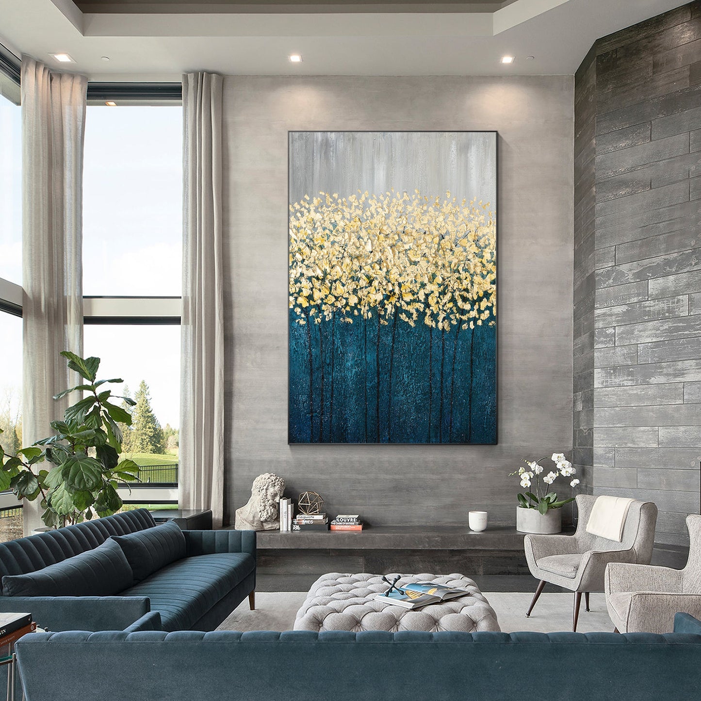 Original Gold Trees Painting on Canvas
