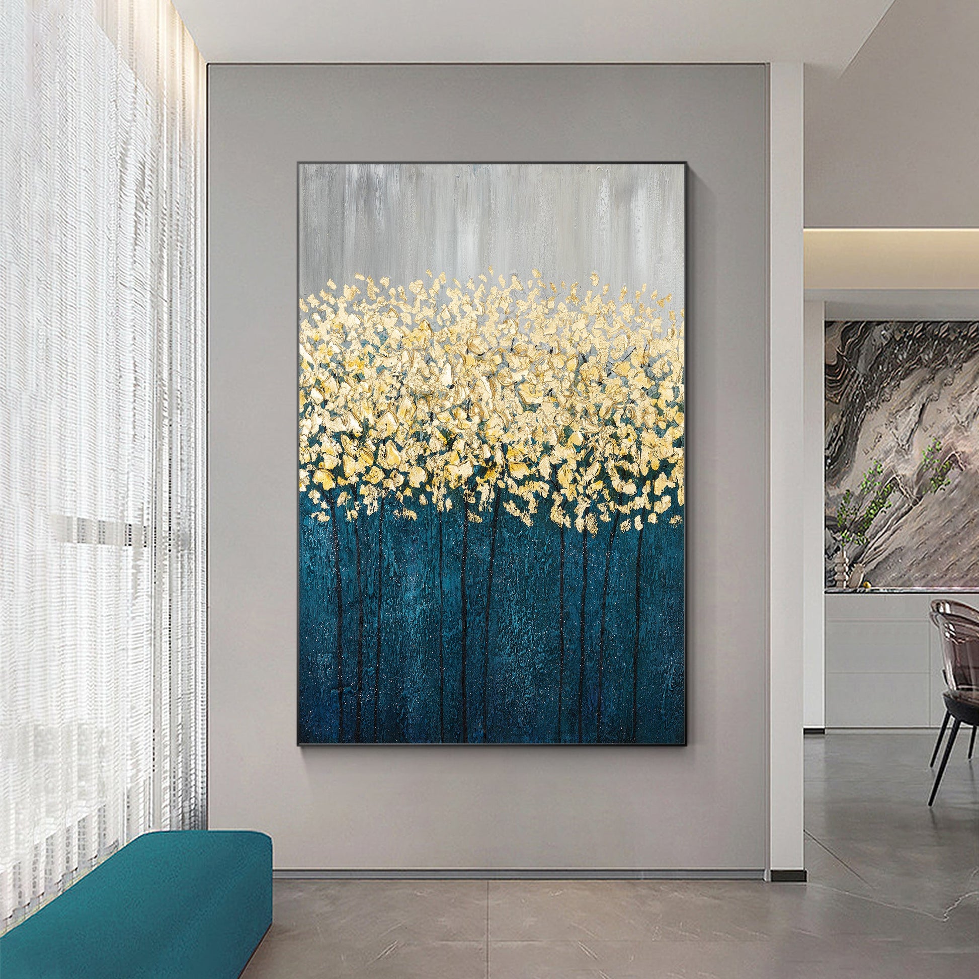 Original Gold Trees Painting on Canvas