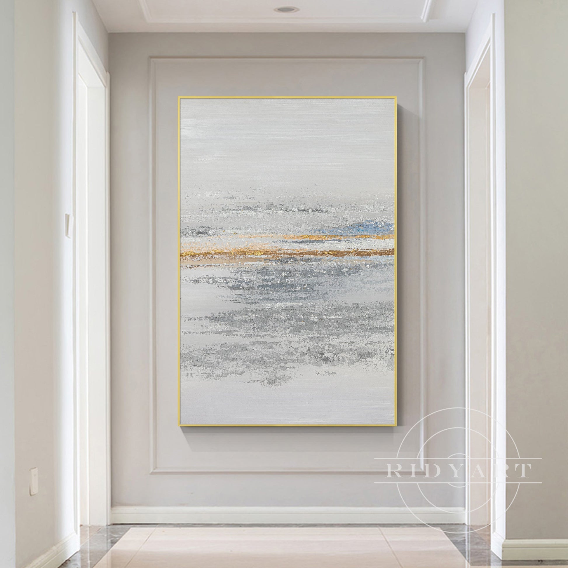 Gray and gold wall art