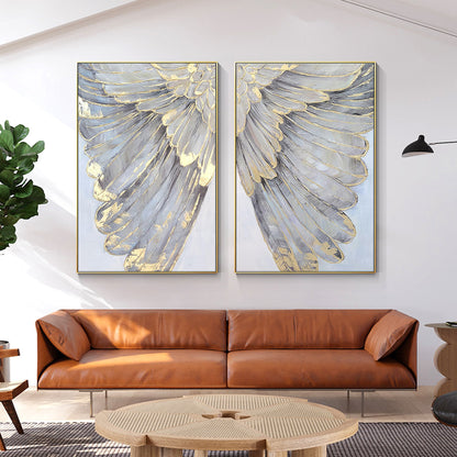 Set of 2 feather wall art
