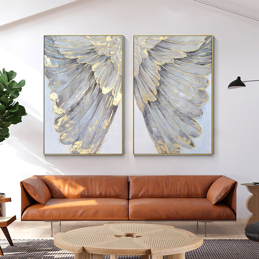 Set of 2 feather wall art