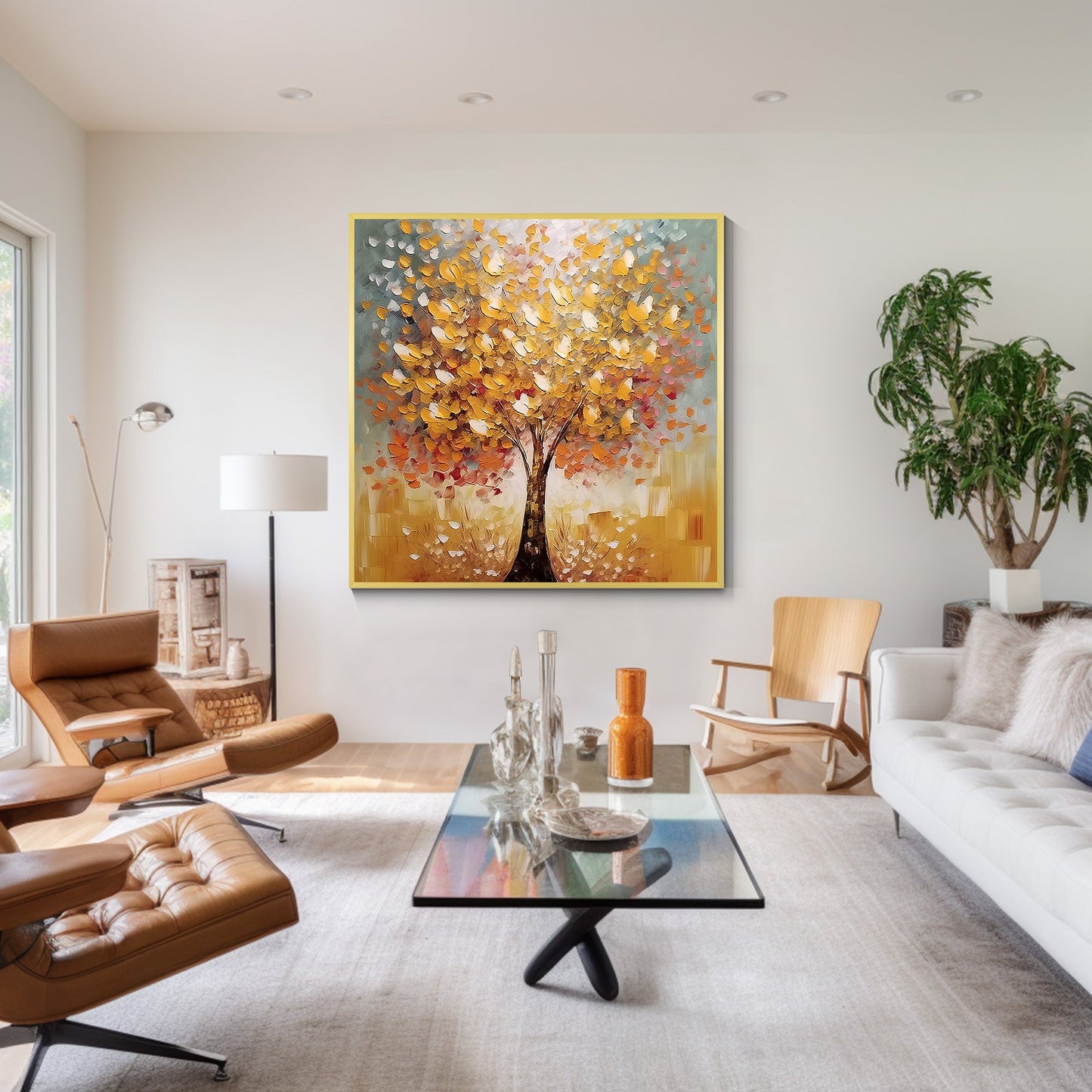 Heavy Texture gold tree canvas painting